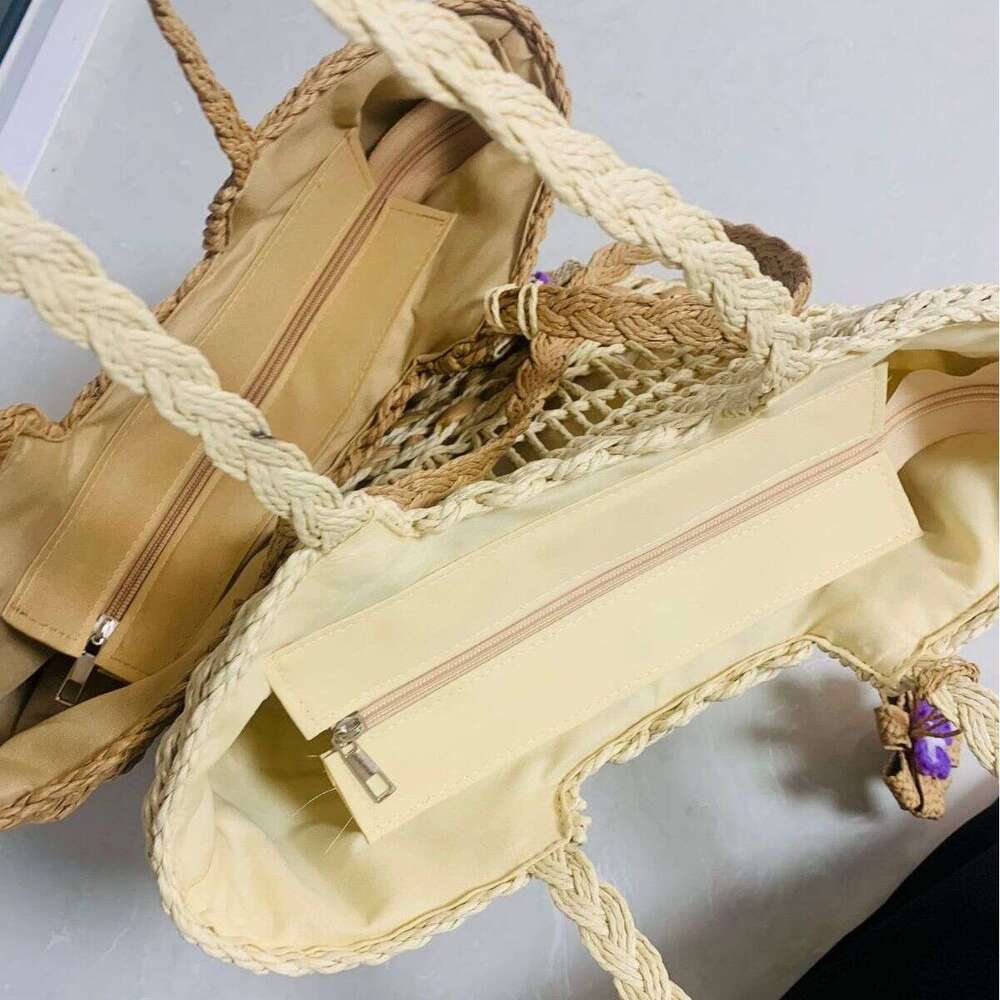 Handmade Beach Bag Hollow Handheld New Tassel One Shoulder Straw Woven Holiday Style Beach Women's Bag Kq2