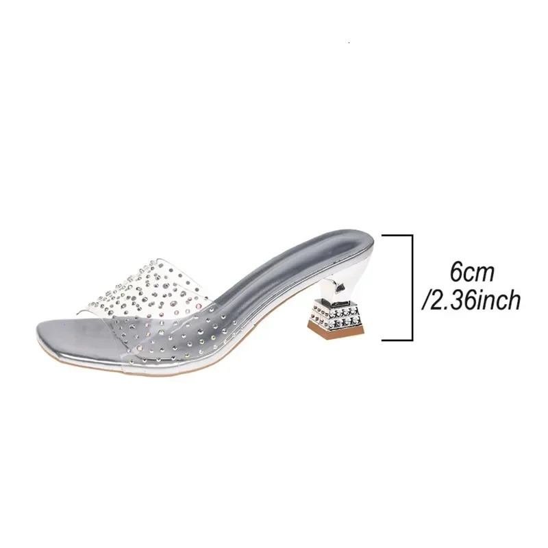 Womens Slippers Summer Fashion Womens Outdoor Shoes Transparent High Heels Womens Slippers Zapatos De Mujer 250411
