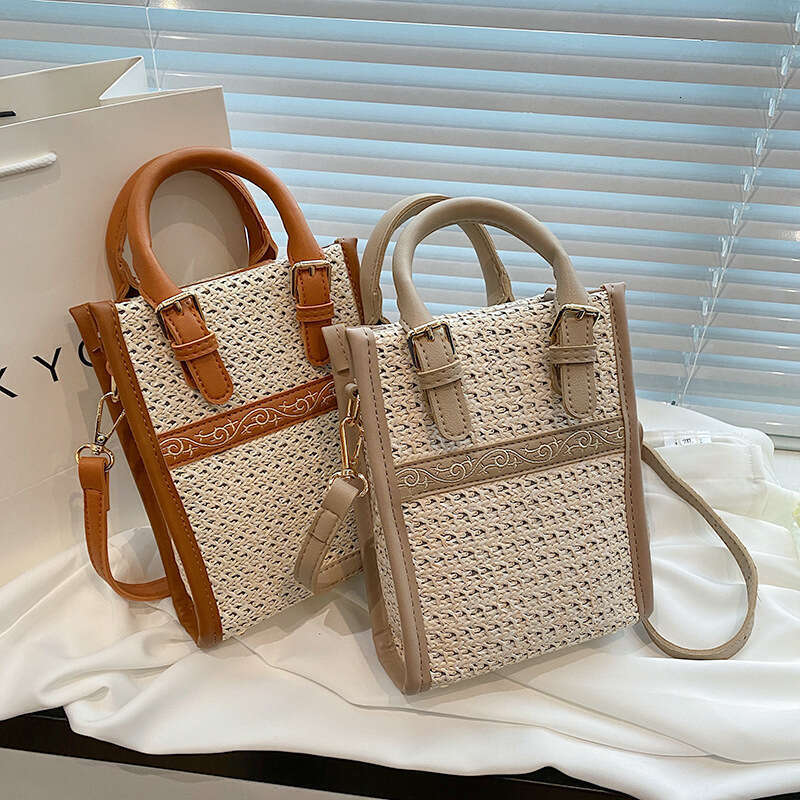 Handmade Beach Bag Ethnic Style One Shoulder Hand-Held Grass 2025 Summer New Personalized Outfit Travel Vacation Embroidered Thread Woven Women's