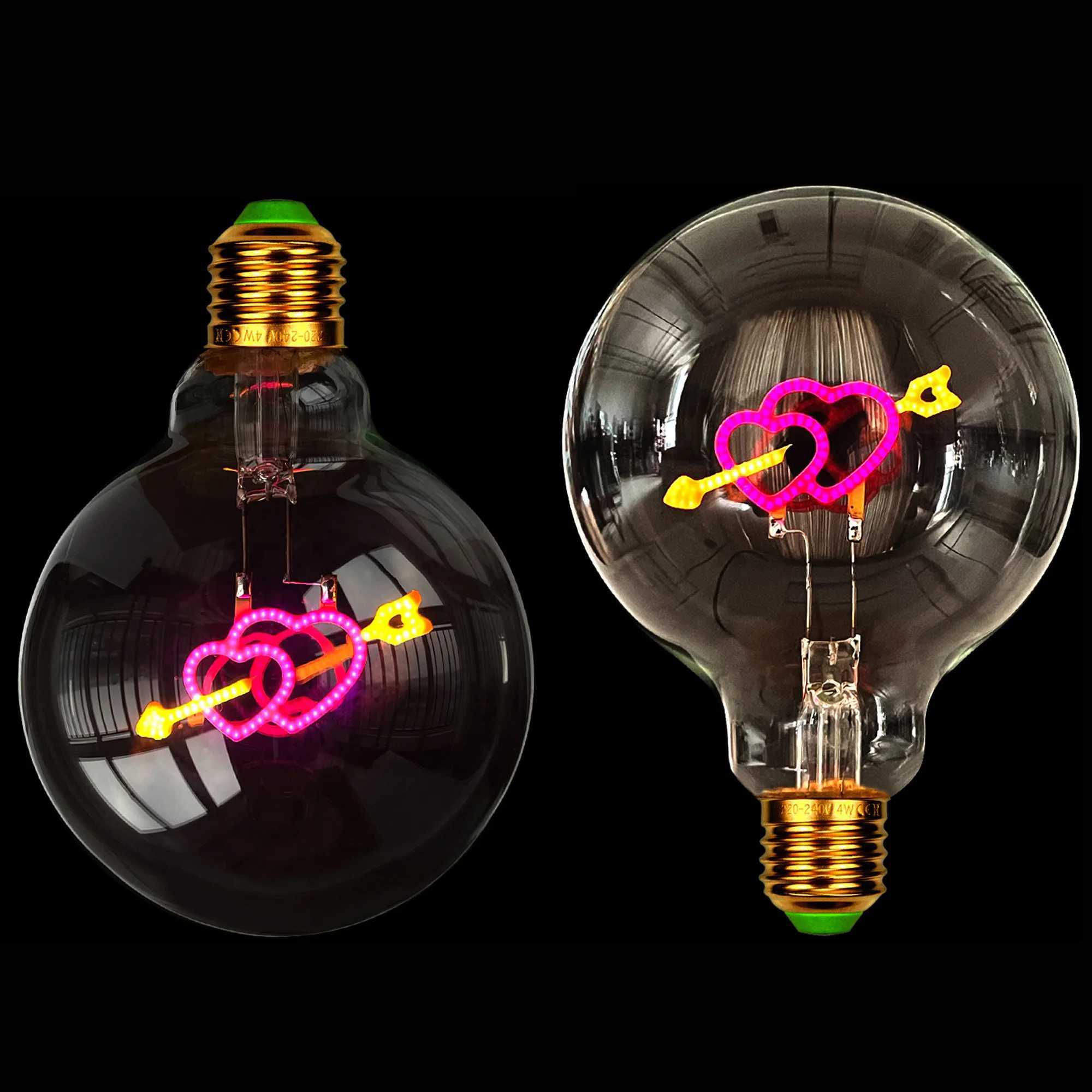 TIANFAN Vintage Edison Led Bulb Big Globe G95 Heart Cupids Arrow 3W Dimmable 110V 220V E26 E27 Specialty Decorative Light Bulb C251115