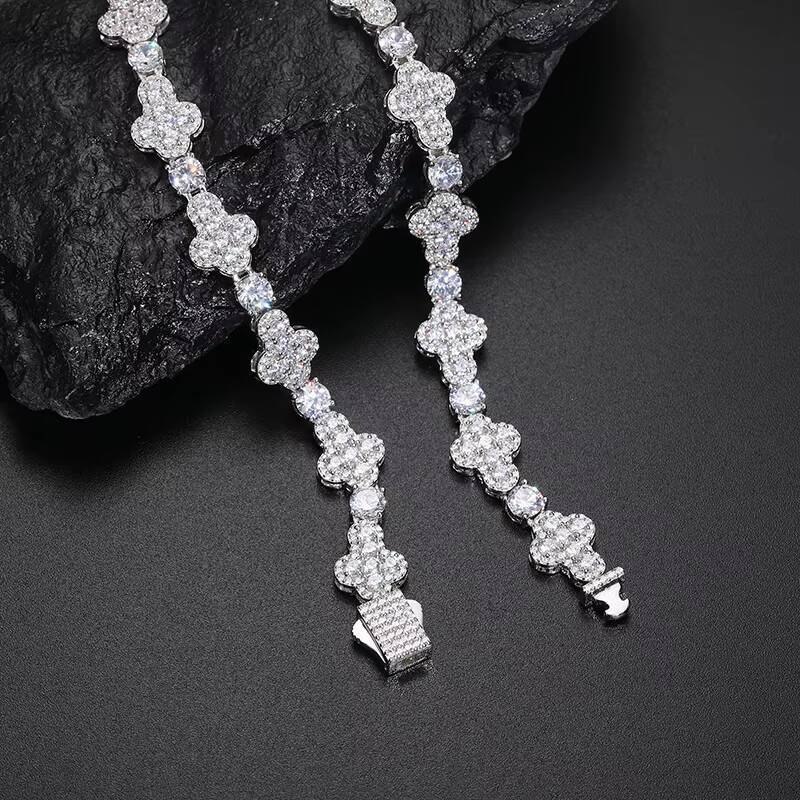 Luxury Iced Out 10mm 925 Sterling Silver Moissanite Cross Link Chain GRA Certificated Pass Diamond Tester Necklace