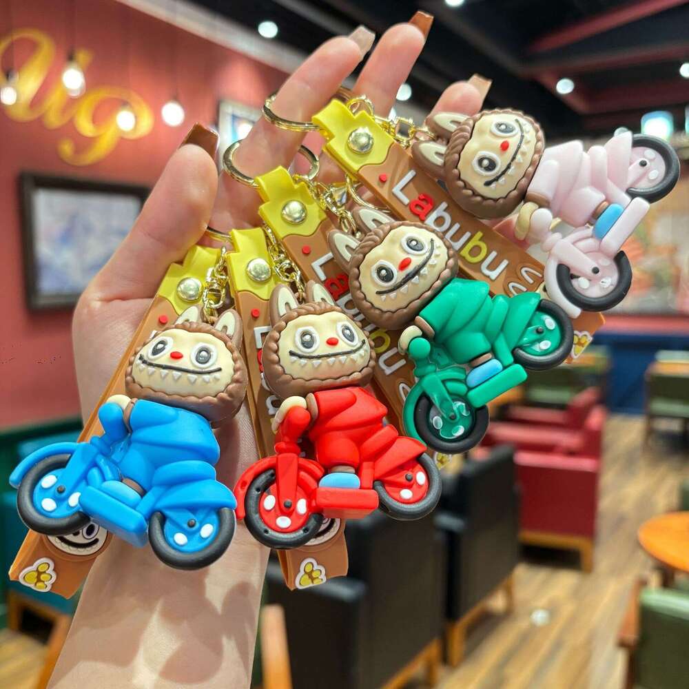 Cartoon Labubu Keychain Plush Doll 3D Keychain Backpack Charm Student Keyring