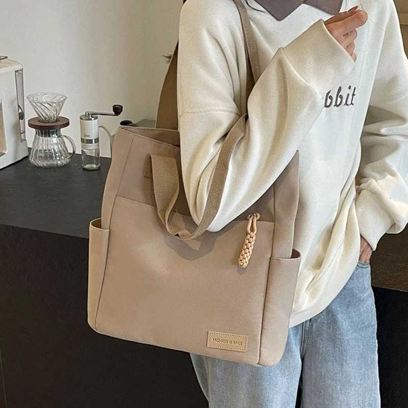 Waterproof Lightweight Canvas Bag New Leisure Casual Canvas Handbag Solid Color Tote Bags Large Capacity Shoulder BagW251115