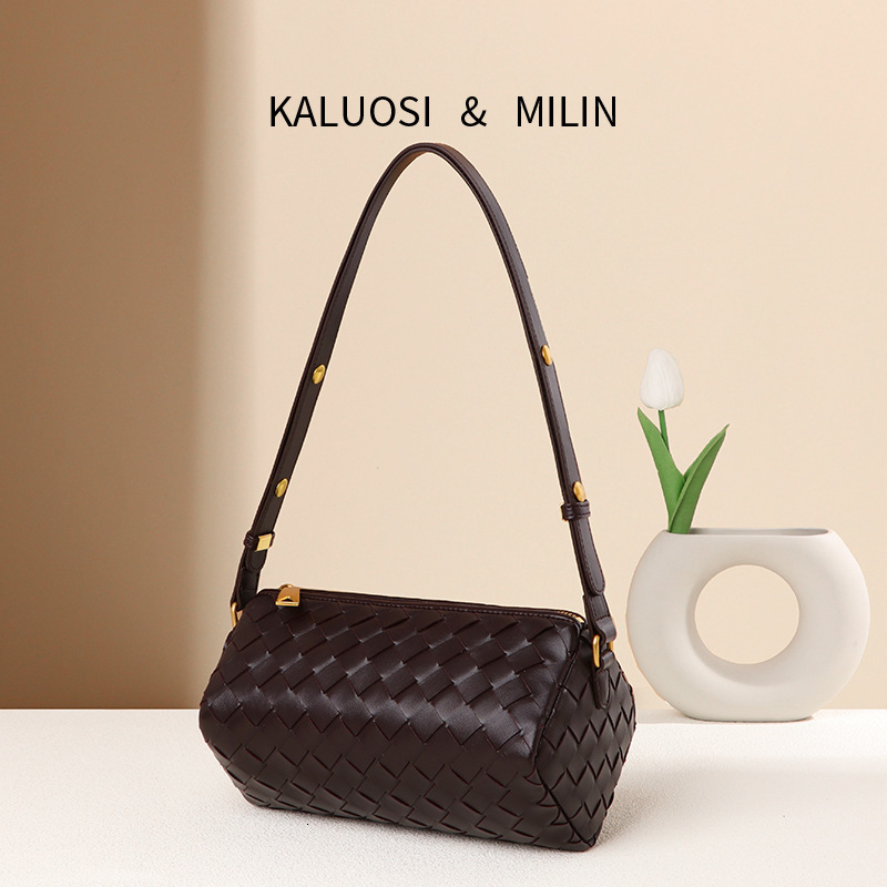 Cylinder Camera Bag Women's Fashion PU Leather Braided Braided Bag Designer Shoulder Underarm Handbag