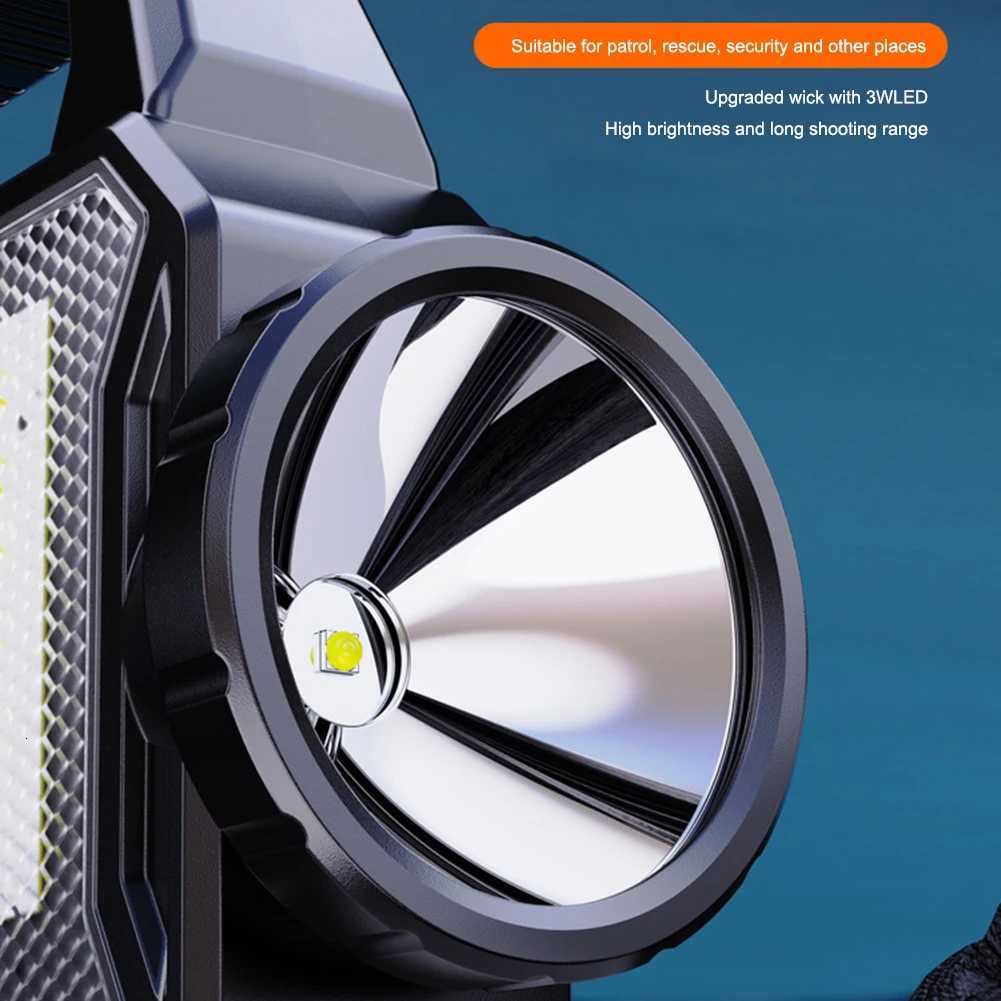 Powerful Solar Spotlight Waterproof Solar Camping Lantern Long Range Handheld Spotlight Torch Super Bright for Outdoor Emergency M251115