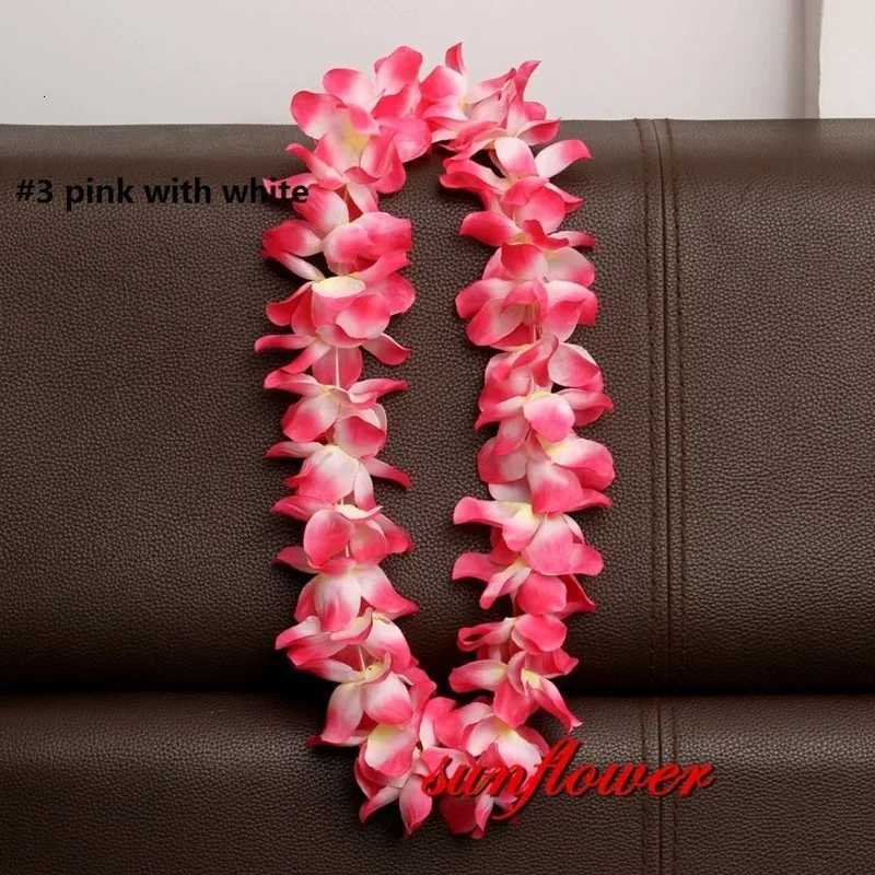 Hawaiian Flower Necklace Leis Artificial Garland Hawaii Beach Party Decoration Fancy Dress Luau Wedding Birthday CosplayM251115