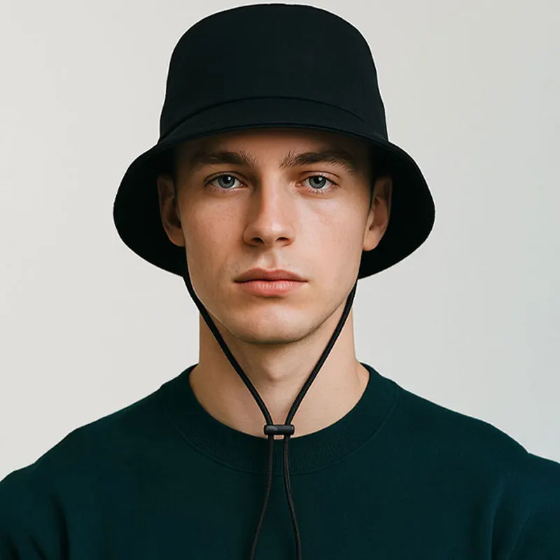 Big head bucket hat 60-63cm large size mens chin strap UPF50cotton summer sun hat windproof outdoor fishing hat womens 54-57cm 250409