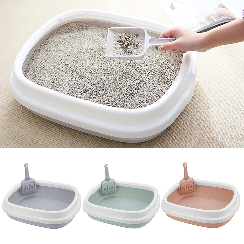 1 Set Anti-Splash Dog Toilet Cat Litter Box Pet Toilet Bedpan Cat Dog Tray with Scoop Excrement Training Sand Litter Box 250414