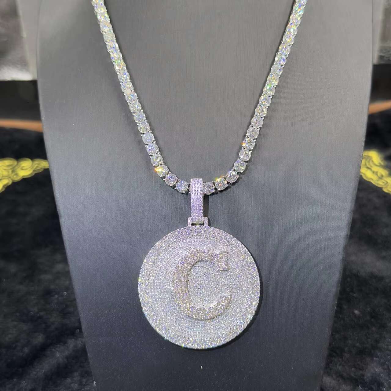 Moissanite Pendant S925 Pass Diamond Tester Iced Out Vvs Diamonds Pendant with Tennis Chain Letter Cluster Hip Hop Jewelry