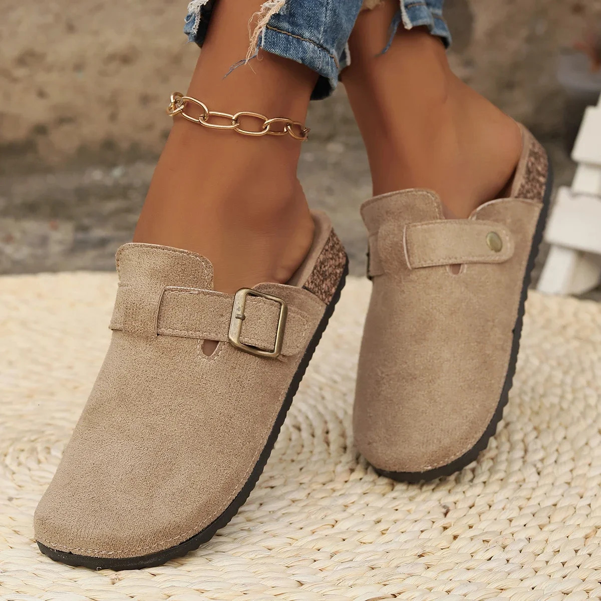 Women Slippers Summer Fashion Suede Slippers Outdoor Mules Shoes Beach Sandals Home Slides Women Zapatos De Mujer 250411