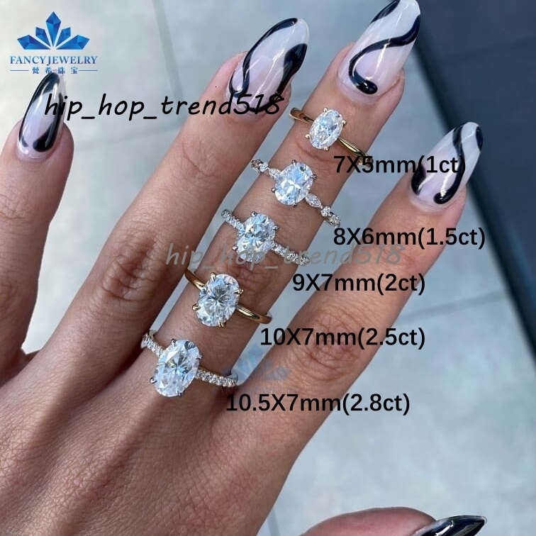 Gia Igi Certified Cvd HPHT Lab Grown Created Diamond 14k 18k Solid Gold Rings Wedding Engagement Ring for Women Oval Hidden Halo