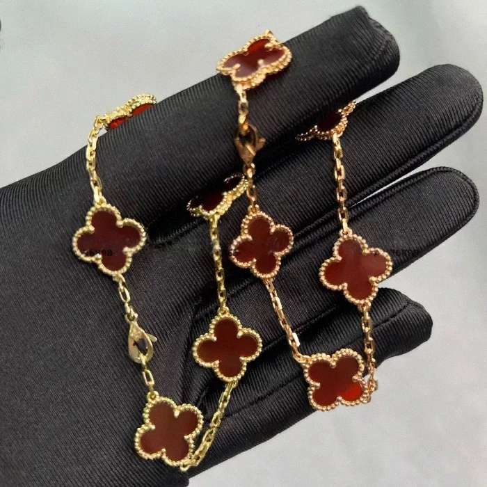 Classic FashionFour-leaf clover Bracelet Bangle Chain 18K Gold Agate Shell Jewelry for Women & Girls, Wedding and Mother's Day Bracelet 202 5 D9Vb#