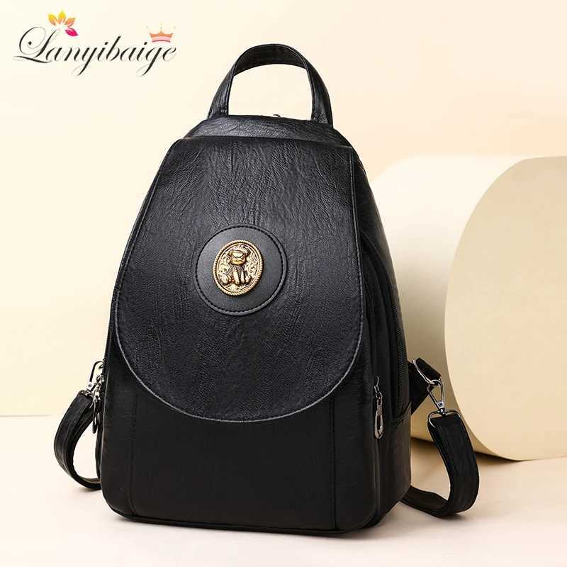 Women Anti theft Backpack High Quality Leather School Shoulder Bags For Teenage Girls Multifunction Backpack Ladies Chest BagW251114