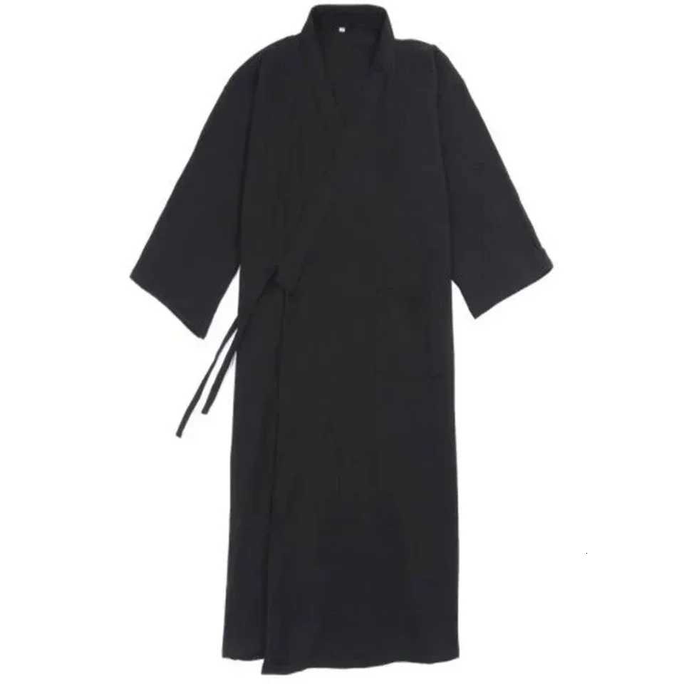 Summer Autumn Mens Casual Japanese Kimono Yukata Robes Long Sleeve Bathrobe Pajamas Cotton Home Robe Sleepwear C251115
