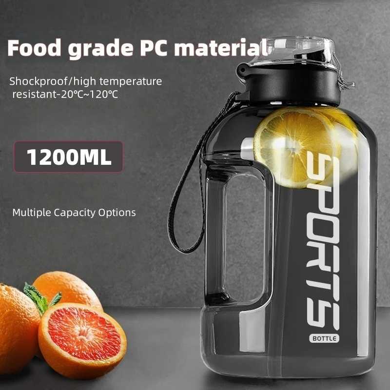 1200ml Large Capacity Sports Water Bottle With Straw Leakproof Plastic Drinking Bottles Outdoor Travel Hiking Gym Jugs BBA FreeW251114