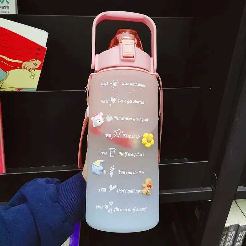 2 Liter Water Bottle Motivational Sport Water Bottle Leakproof Bottles Drinking Outdoor Travel Gym Fitness Jugs For Kitchen CupsW251114