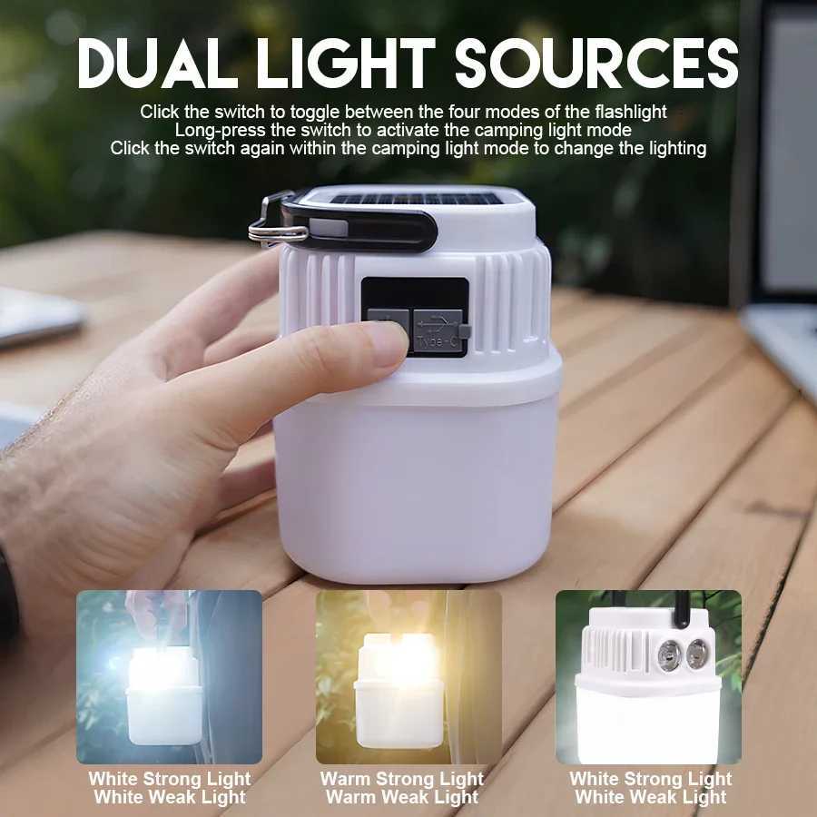 Heinast Solar Camping Lantern 1200mAh Rechargeable Tent Camping Lamp Waterproof Portable Survival Flashlight For Courtyard Patio M251115