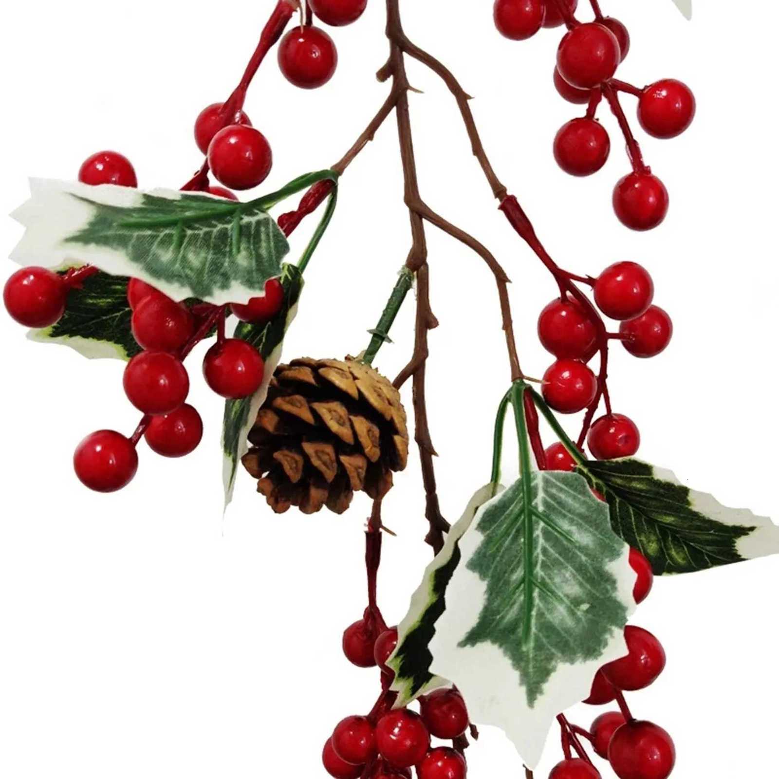 Red Berry Christmas Garland With Pine Cone Garland Artificial Garland Garden Gate Home Decoration For New Year-ABLIM251115