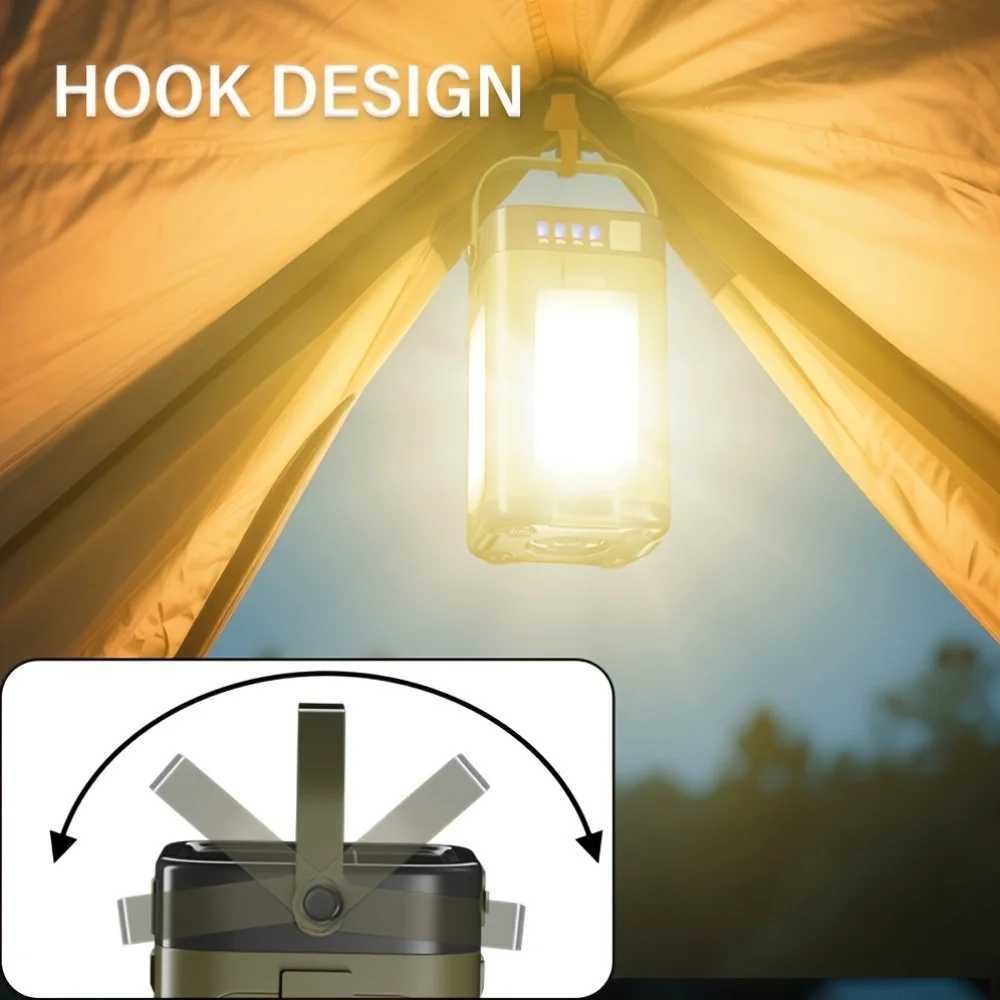 Solar Outdoor Portable Camping Light SolarUSB-C Charging Foldable 2000/2400mah Power Bank Portable Tourism Hanging Tent Light M251115