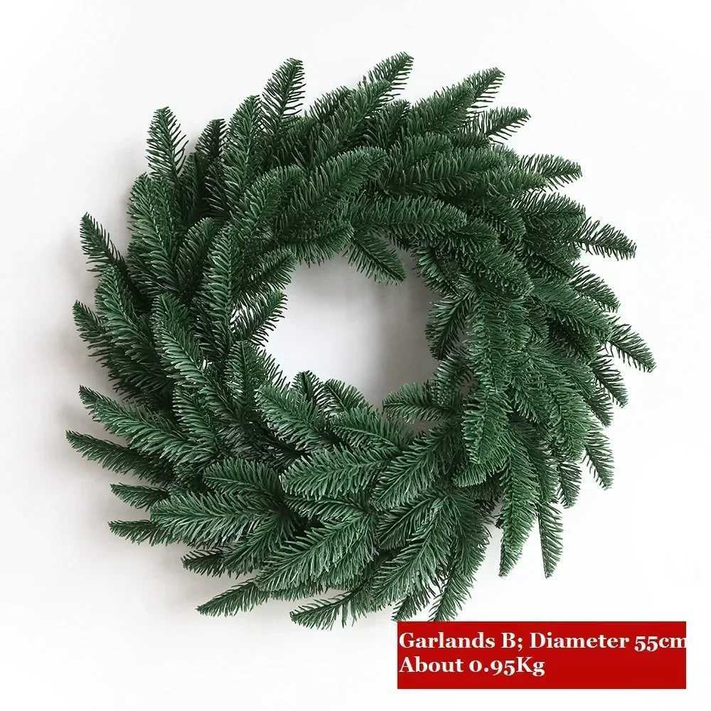 JFLEGAL Round Christmas Wreath PE Flocking Wreath Christmas Door Decoration Pendant Diameter 55/60cm Garlands Home DecorM251115