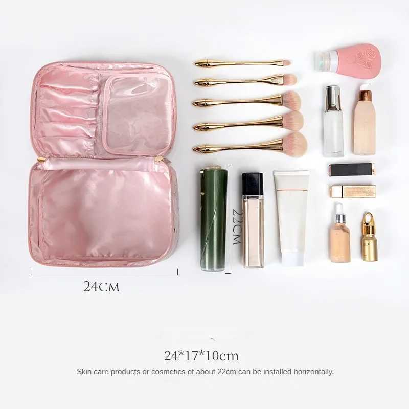 Portable travel small makeup bag flannel cosmetic storage bag handheld flannel womens large capacity starry sky cosmetic bagXJ250415
