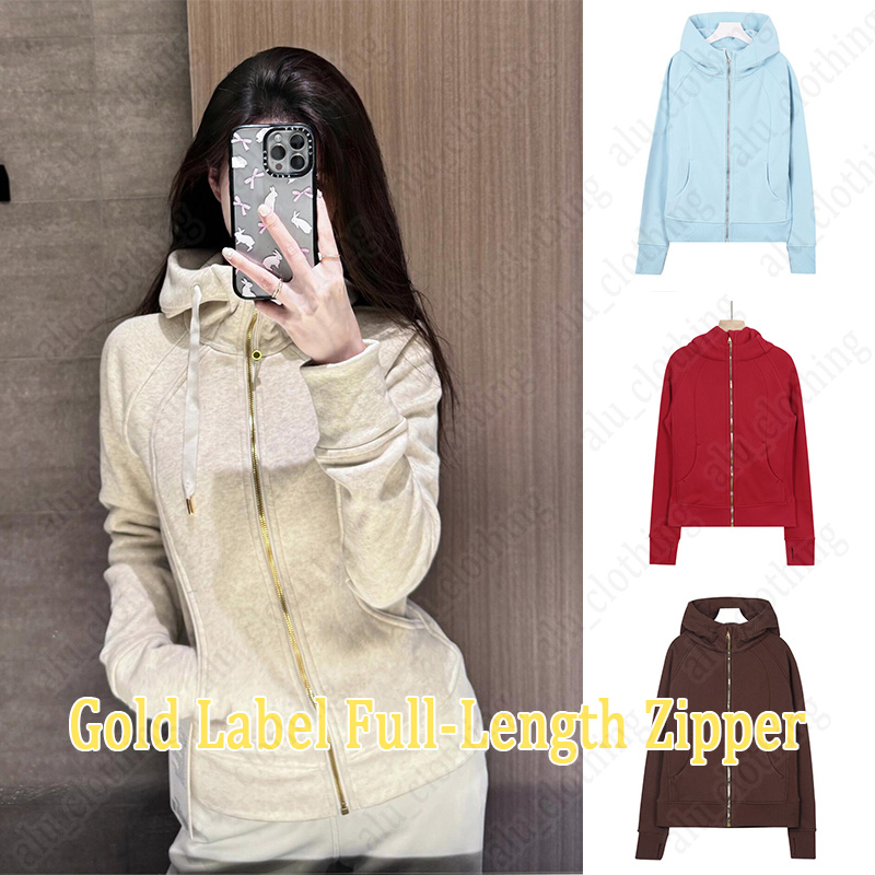 Full Zip gold Zip Hoodie Sweatshirt Women Yoga Sweatshirt Pants Sportswear Thermal Sweatshirt Outdoor Sports warm Thick Long-sleeves luluity lemoner jacket