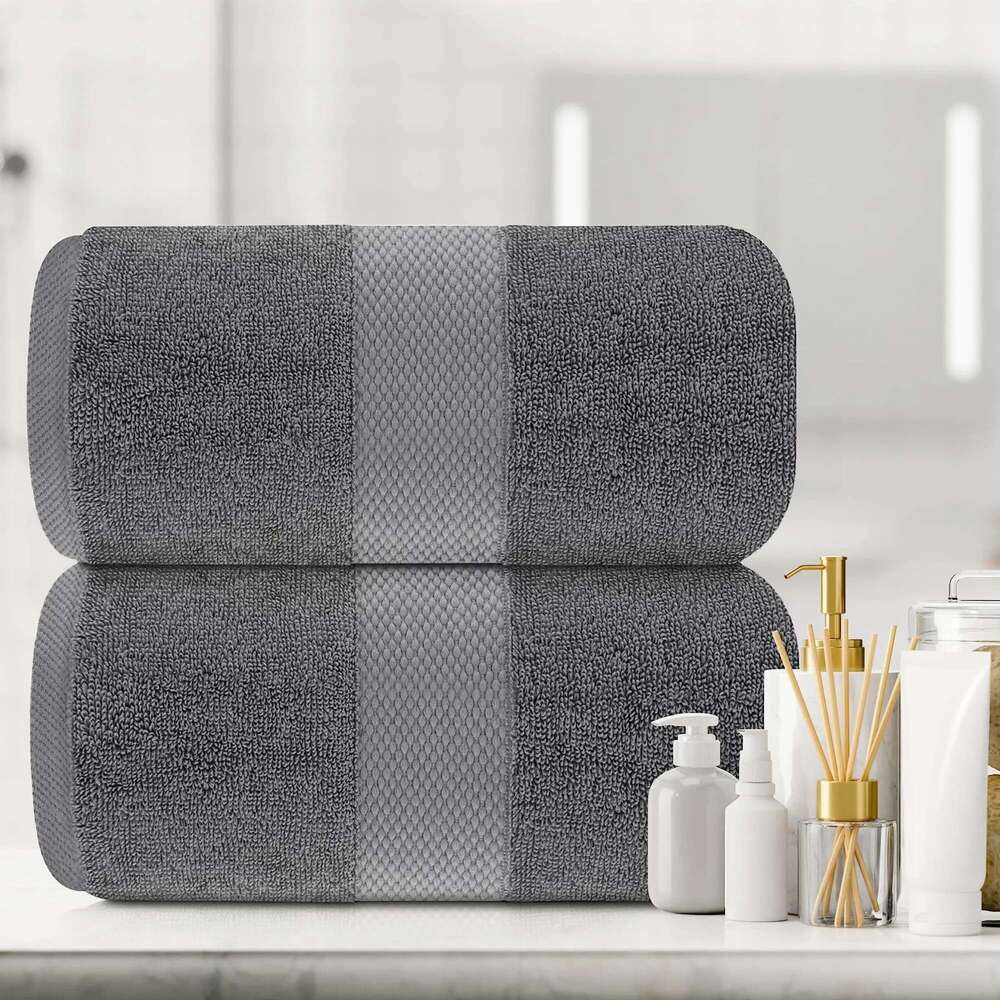 Soft Sheet 650 GSM Cotton Bath Towels Extra Large 35X70 Inch Highly Absorbent And Quick Dry Dark Grey