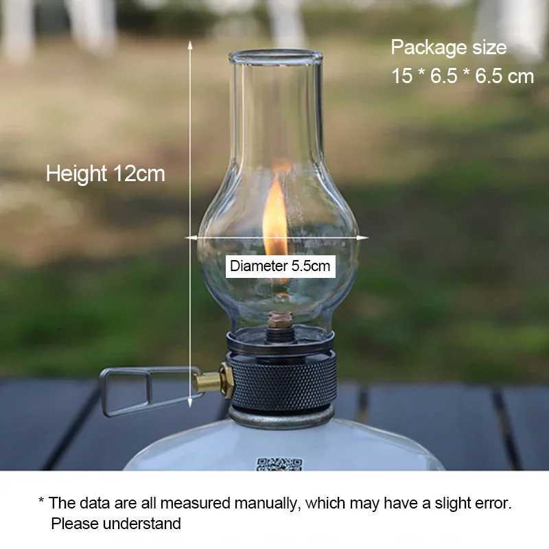 Camping Lamp Portable Gas Candle Light with High Temperature Resistant Glass Atmosphere Light Outdoor Hiking Backpacking Picnic M251115