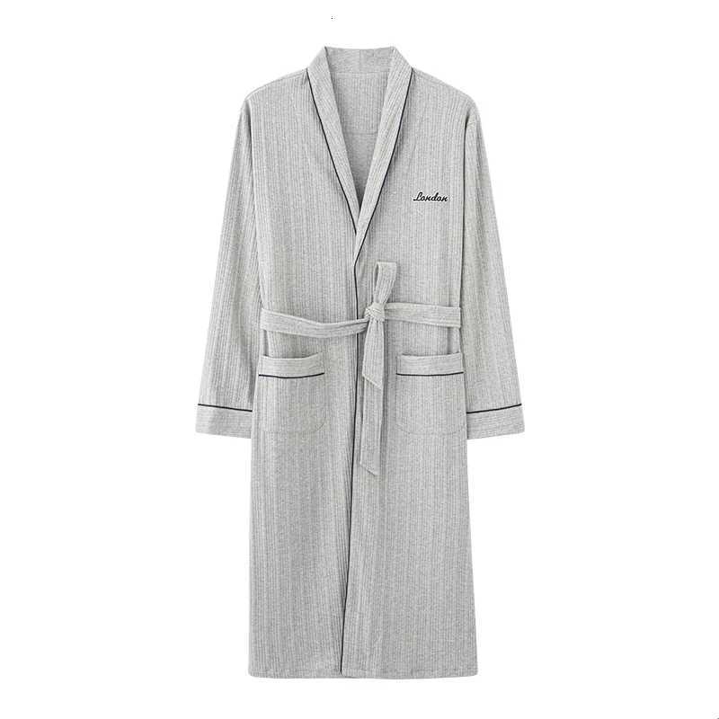 Mens autumn cotton robes big yards M-4XL solid color bathrobes morning house coat medium long spring nightgown spa kimono C251115