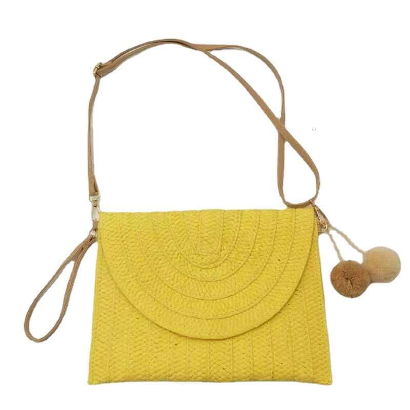 Handmade Beach Bag Grass Woven Beach Leisure Women's Fashionable Vacation Diagonal Backpack, Clip Bag, Handbag Kq2