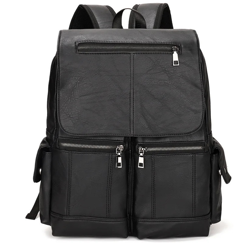 Fashion mens backpack leather school backpack student waterproof travel bag casual leather backpack men 250410
