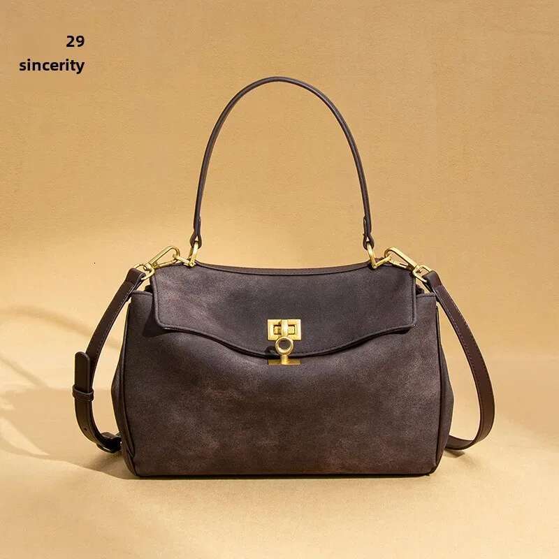 Nicheversatile Women's Trendy Motorcycle New Frosted High-End Feel Chamois Leather Handbag Unique Shoulder Crossbody Bag