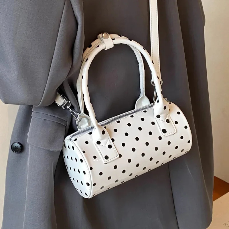 PU leather polka dot womens handbag casual cross bag pillow Boston handbag 250410