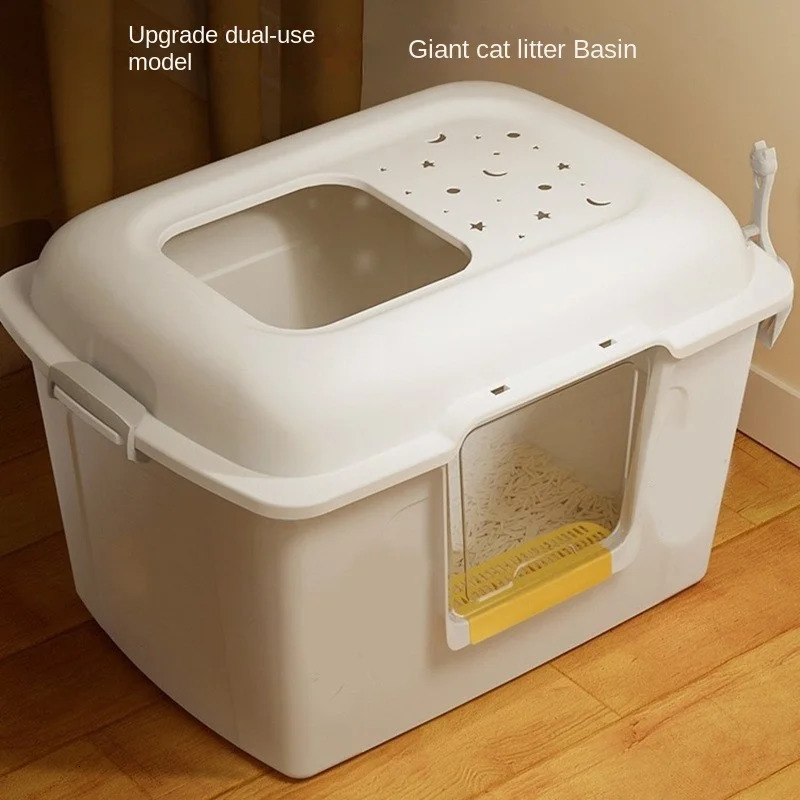 Super Large Dual Purpose Cat Litter Basin Cat Toilet Cat Supplies Open Anti Splashing Extra Large Excrement Drop- 250414