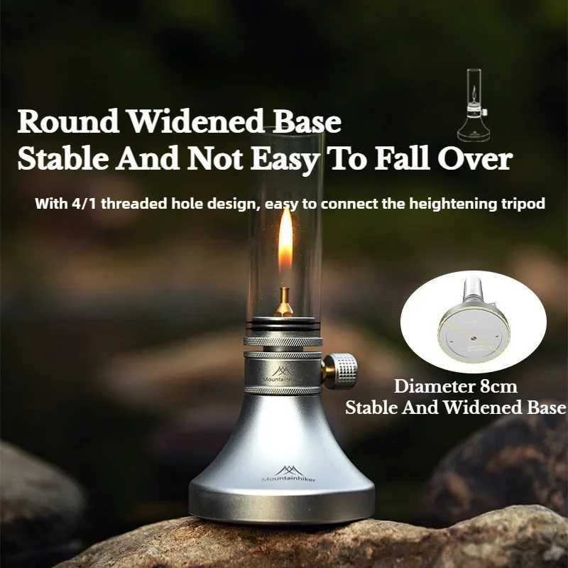 MOUNTAINHIKER Aladdin Portable Gas Lamp Retro Glass Lampshade Gas Atmosphere Light Outdoor Fishing Camping Hiking Candle Light M251115
