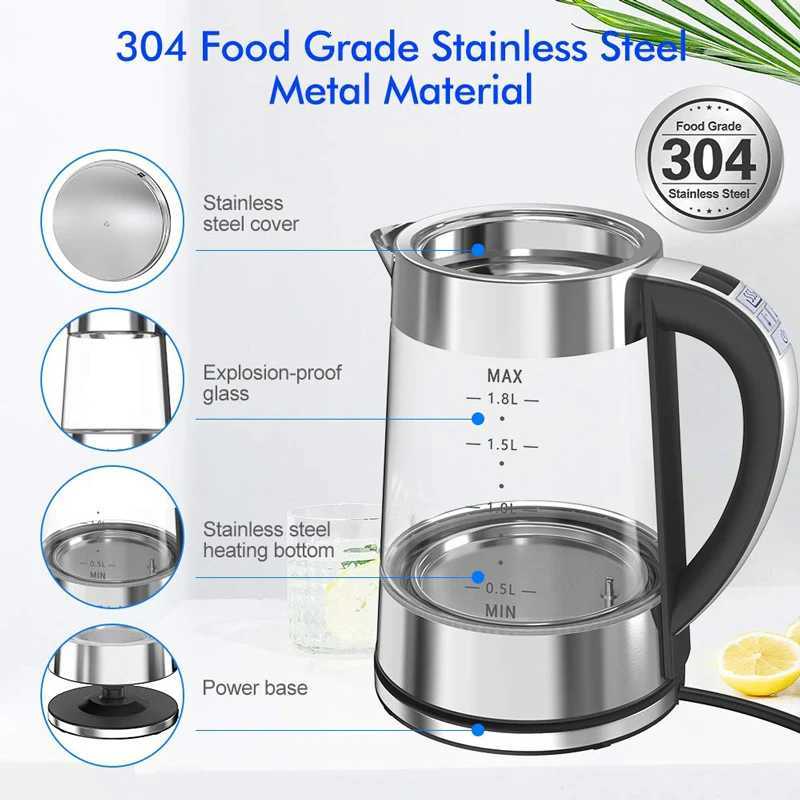 Smart Thermostatic Glass Electric Kettle 18L Capacity Automatic Thermostat Suitable for Home Office Hotel Y251114