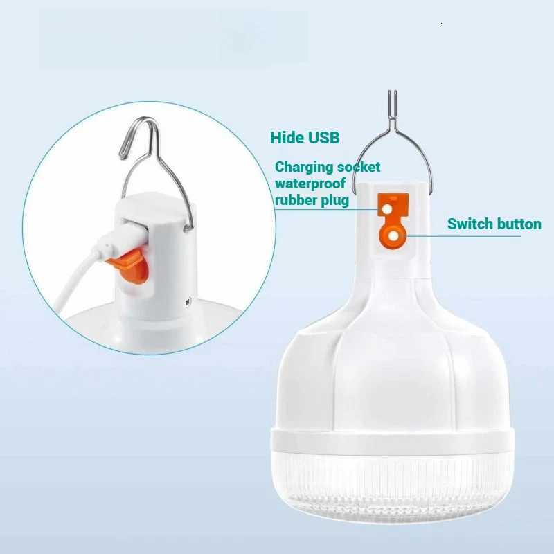 Led Camping Lantern 80w 100w Outdoor Light Portable Rechargeable Spotlights Camping Supplies Travel Lighting Emergency Bulb M251115