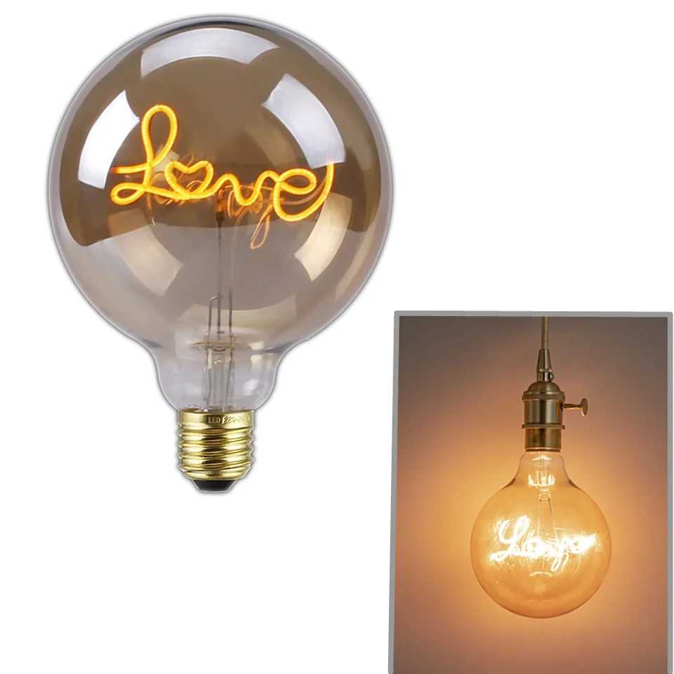 LED Retro Edison Bulb E27 220V 4W 8W Dimmable G125 Love Lamp Light Vintage Incandescent Decoration Indoor Holiday Wedding Party C251115