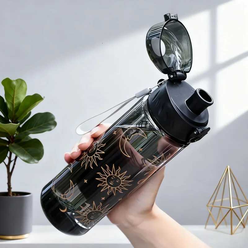 780ML Large Capacity Sports Transparent Water Bottle Leakproof Flower Plastic Drinking Bottles Outdoor Cycling Hiking Gym JugsW251114
