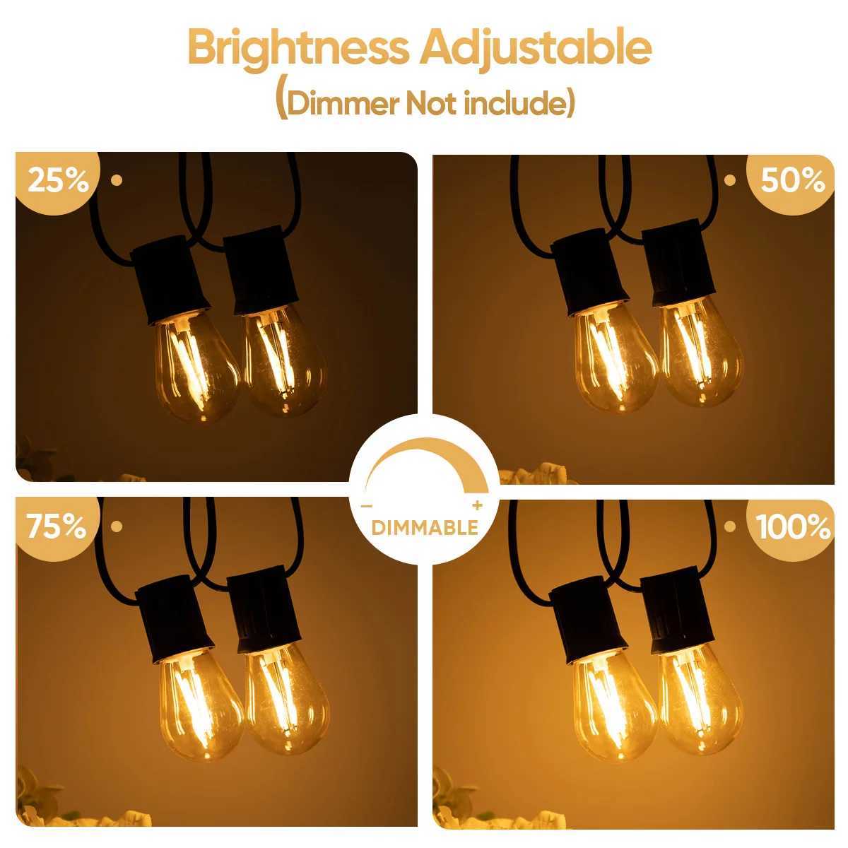 Plastics S14 Led Bulb E27 220V E26 110V Dimmer 2W Warm White Shatterproof Outdoor Vintage For String Light Garden Decoration C251115