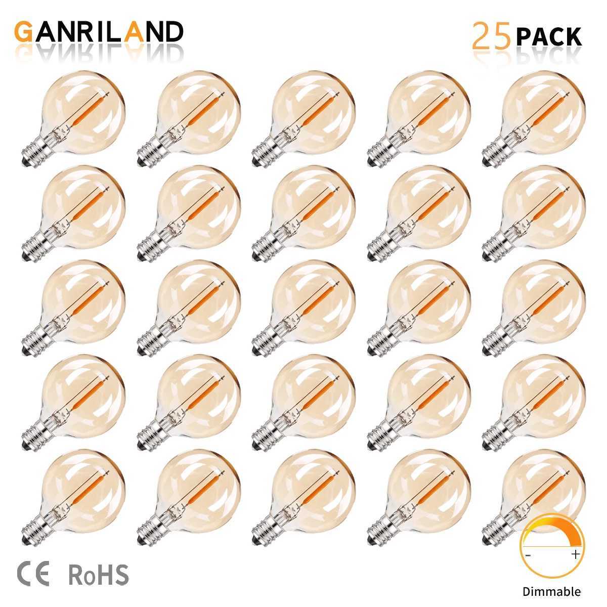 G40 String Light Replacement Bulbs E12 Base Low Watt Gold Tint Glass Dimmable Warm 2200K Decorative Led Fairy Outdoor Light Bulb C251115