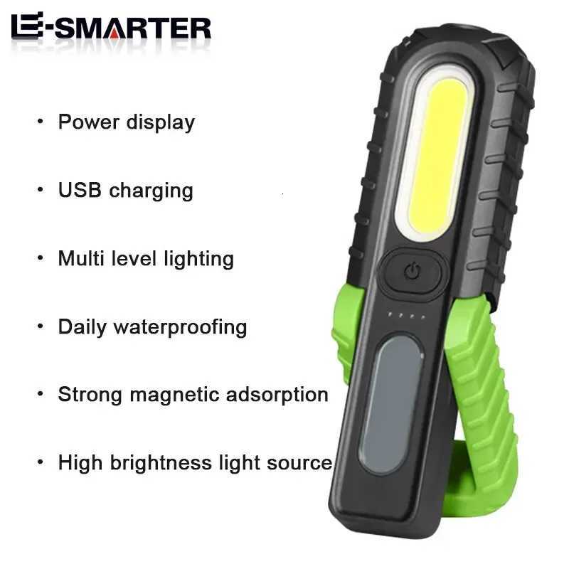 USB Rechargeable Flashlight Waterproof COB Torch Working Light Portable Powerful Lanterns For Outdoor Repair Home Camping Hiking M251115