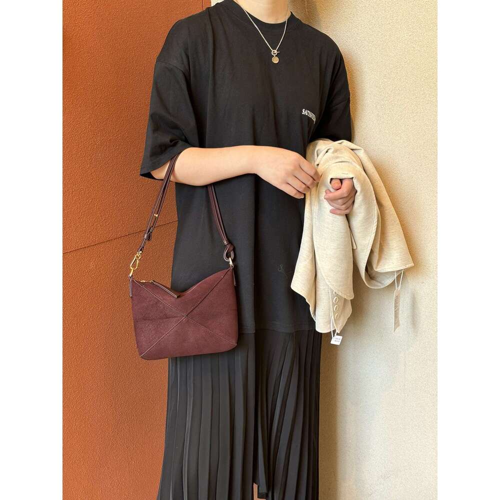 Mm Women's Bags 24 New Geometric Folding Frosted Leather, Single Shoulder Armpit Bag, Handbag Design, Casual Women's Bag