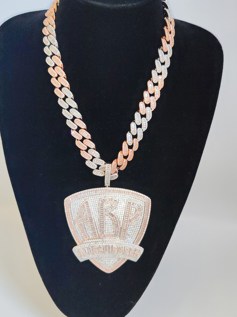 Hip Hop Letters Shield Pendant Necklace with 15mm Cuban Chain TopBling 5A Zircon 18k Gold Plated Mens Jewelry