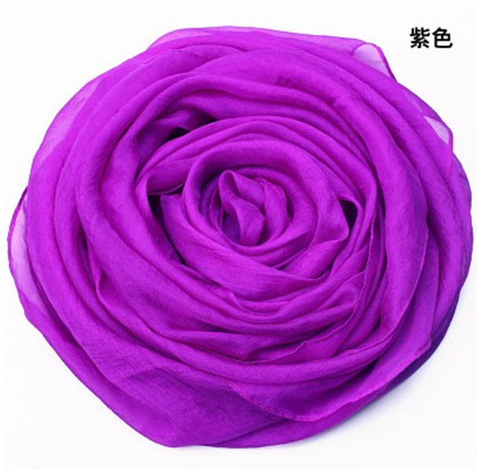 K397 Super large imitation silk scarf solid color silk scarf seaside beach towel long spring and autumn women's gauze scarf chiffon scarf women w