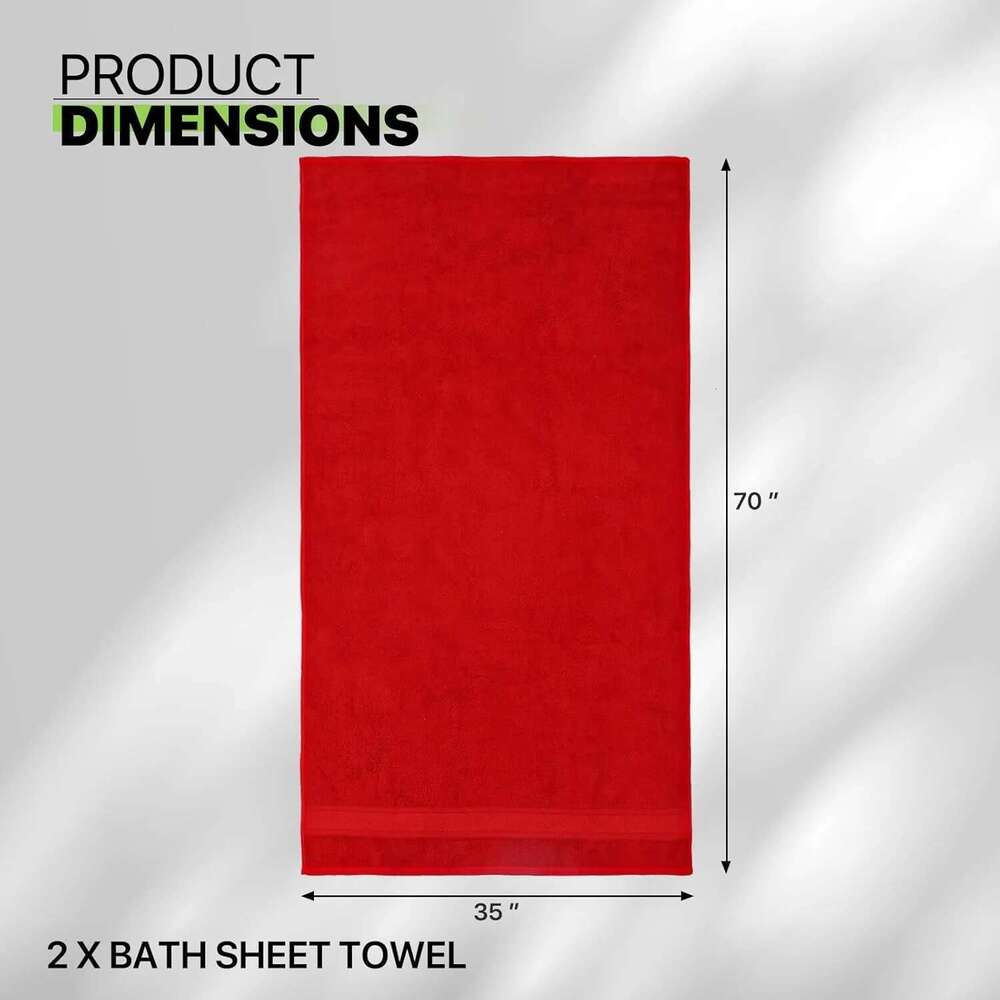 Extra Large Cotton For Bathroom Adults Oversized Quick-Dry Bath Sheet Towels Set Of 2,Red