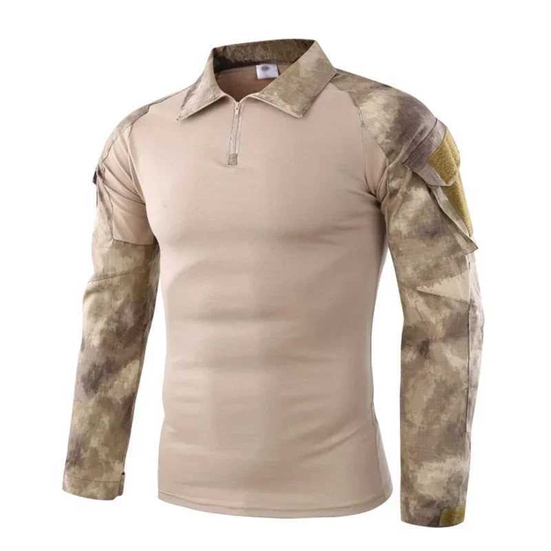 Men Tactical T Shirt Camouflage Long Seve Zipper Assault Frog Climbing Outdoor Shirt Hiking Uniform Club Prom Shirt Cool W250415