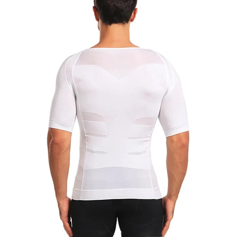 Mens Slimming Shaper Posture Vest Mens Compression T-Shirt Body Building Fat Burn Chest Tummy Shirt Slim Dry Quick Under Shirt 250415