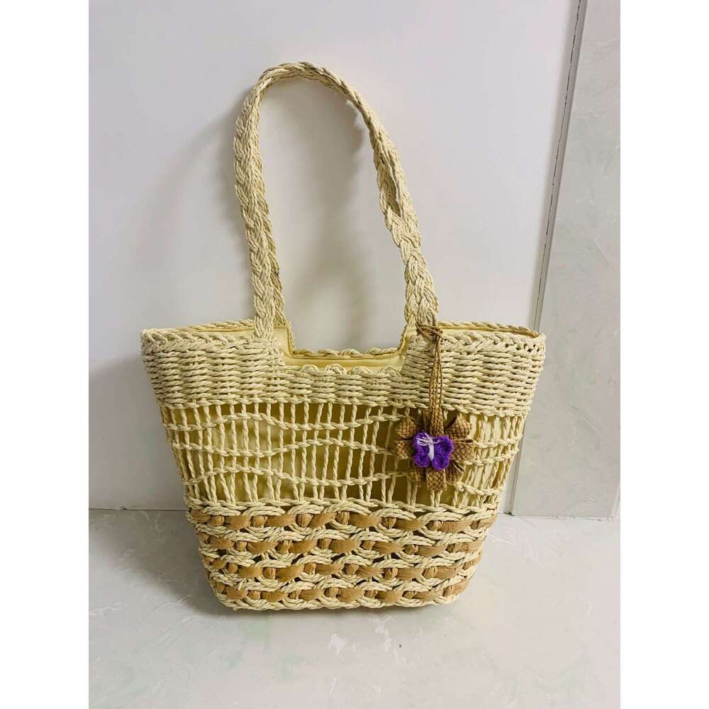 Handmade Beach Bag Hollow Handheld New Tassel One Shoulder Straw Woven Holiday Style Beach Women's Bag Kq2