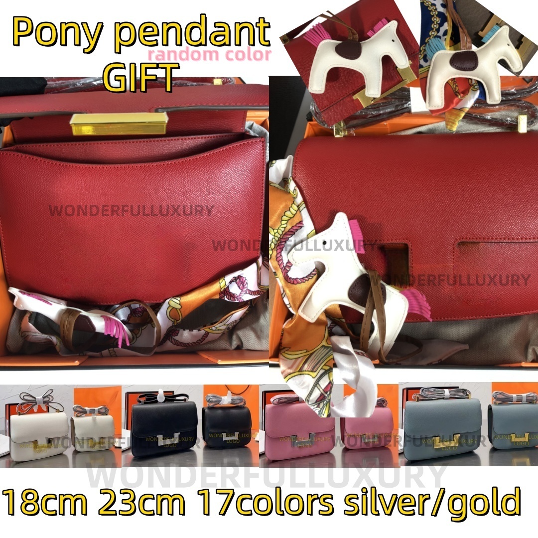 Luxury Bag Constance 18cm bag designer bags 10A Mirror Leather Crossbody Bag for women with Metal Buckle handbags Small Square Bag Epsom Cowhide 17 COLORS Top Quality